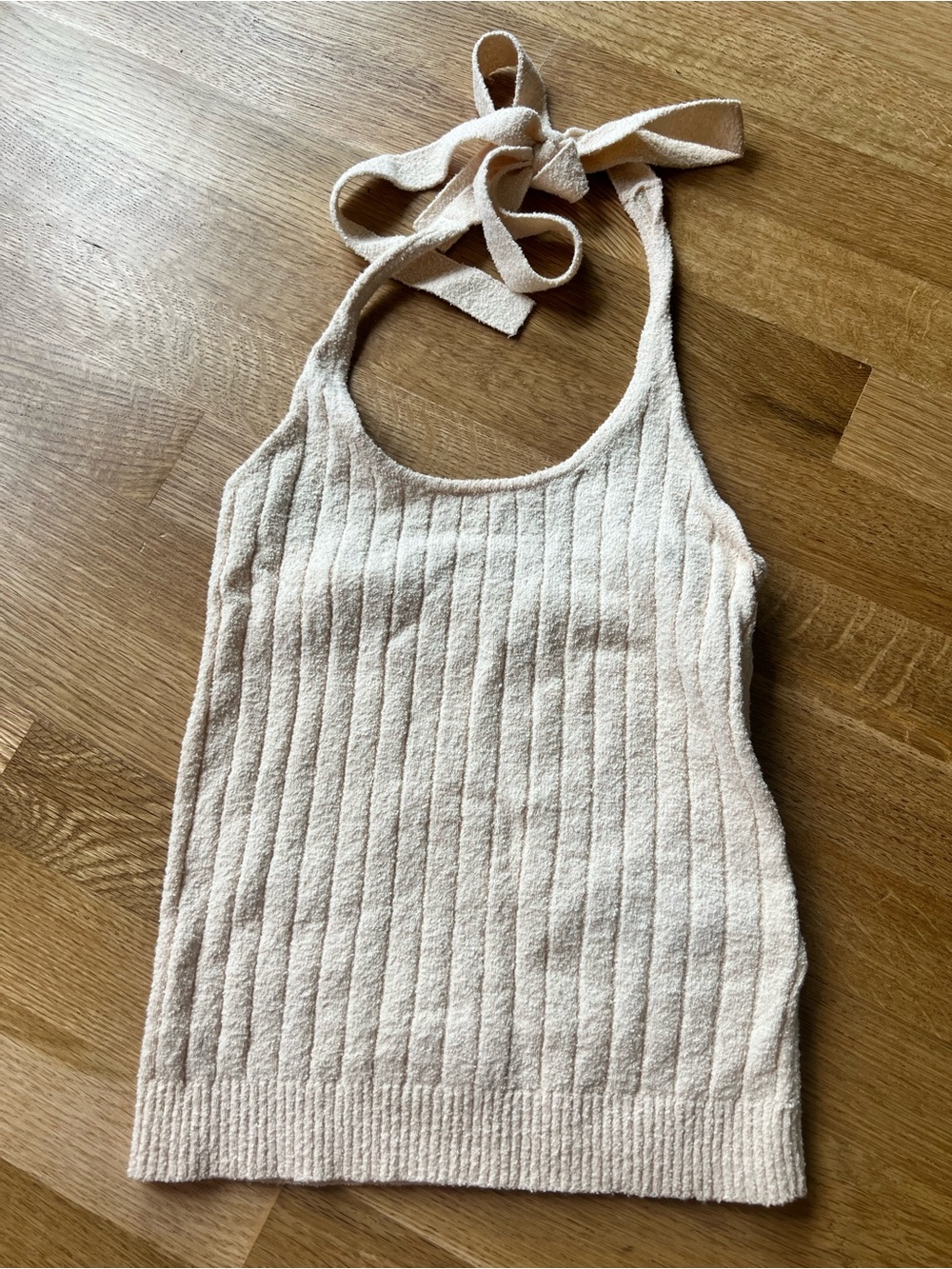 J. Crew Cream Ribbed Halter Tie-Back Tank XXS